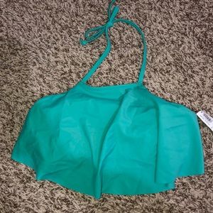 High neck ruffle flounce Bikini Top SMALL NWT